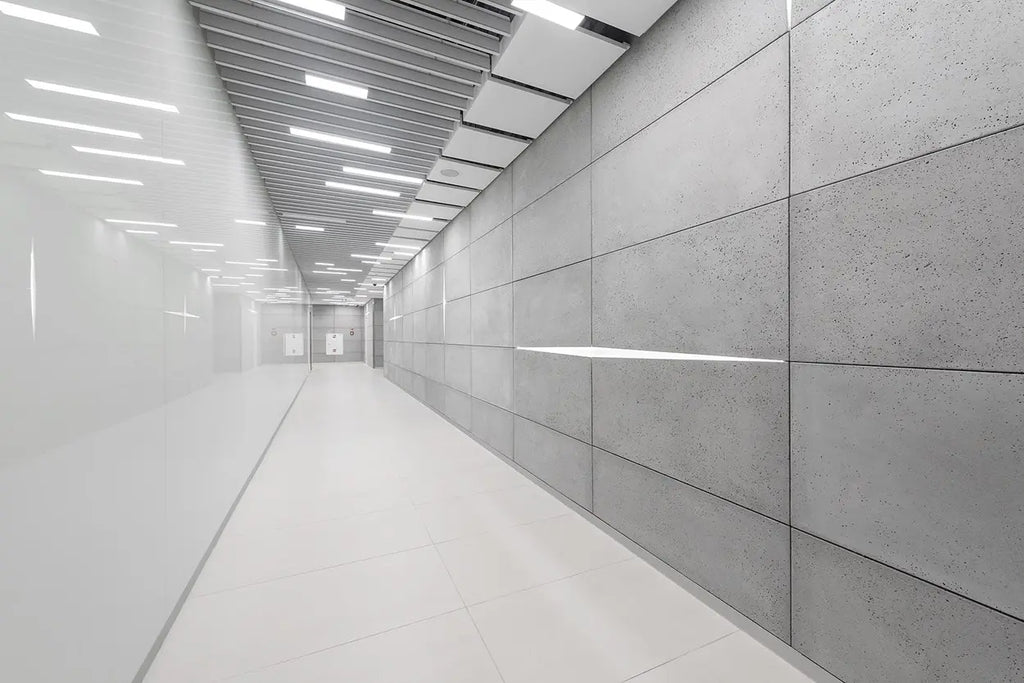 Decorative Industrial Concrete Wall Panels Interior WHITE modern hallway DecorMania.eu