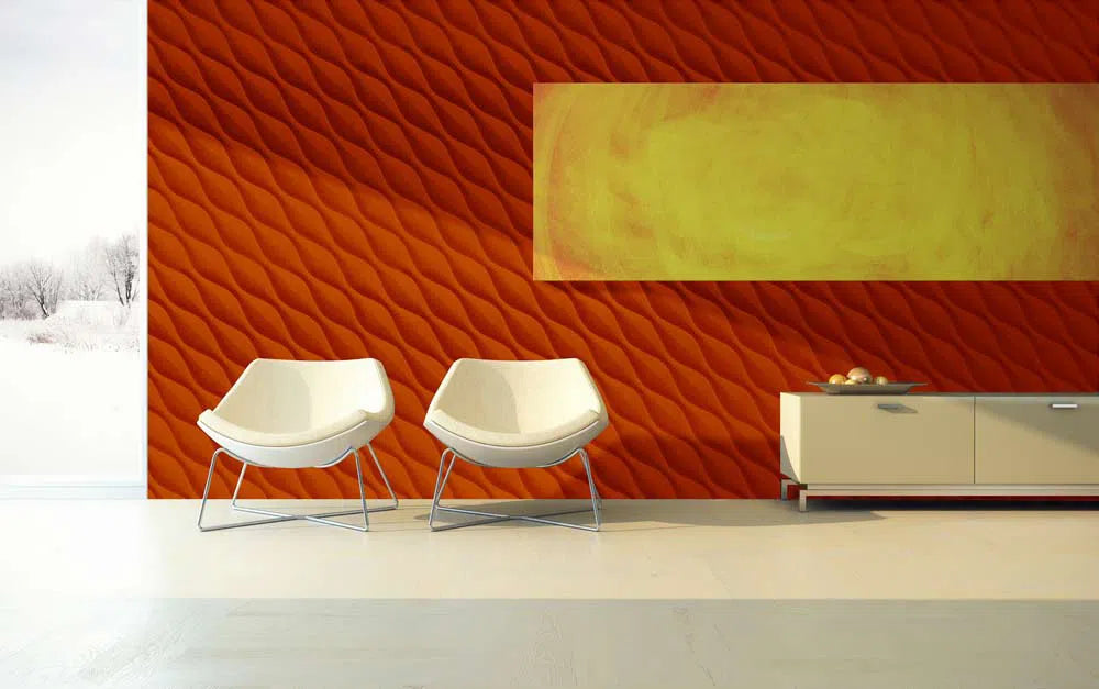 DESERT SANDS Polystyrene Wall Art – 3D Decorative Panels in bright orange colour as an accent wall DecorMania.eu