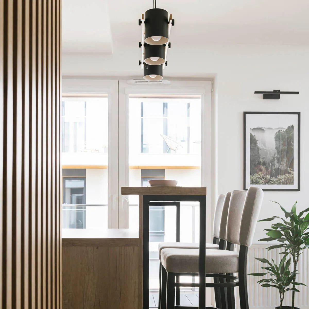 Acoustic Slatted Wall Panels European OAK in white colour interior DecorMania.eu