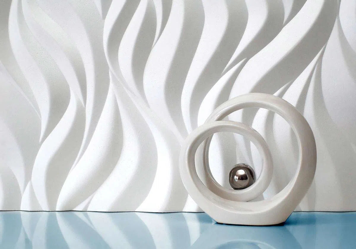 FLAMES Polystyrene Wall Art – 3D Decorative Panels as white background with decor piece DecorMania.eu