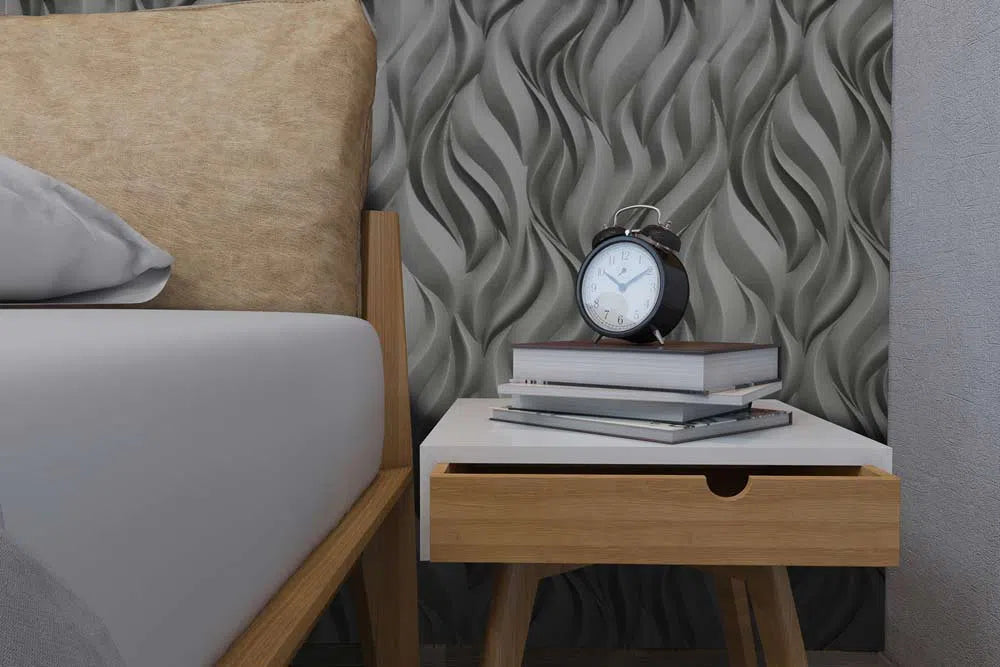 FLAMES Polystyrene Wall Art – 3D Decorative Panels in grey living room interior DecorMania.eu