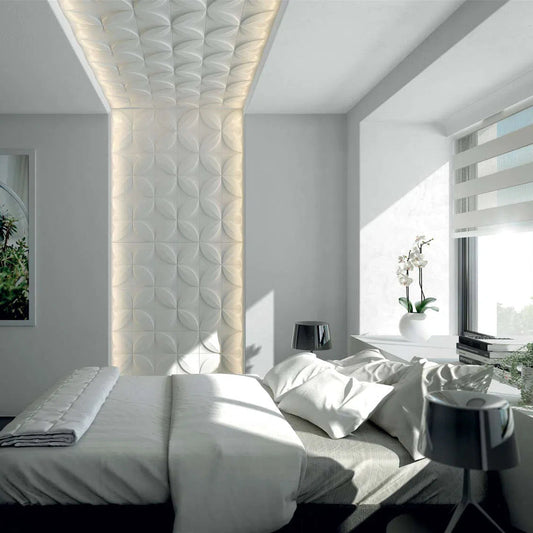 FLOWER 3D Polyurethane Wall Art Panel in bedroom interior DecorMania.eu