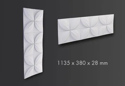 FLOWER 3D Polyurethane Wall Art Panel on grey background DecorMania.eu