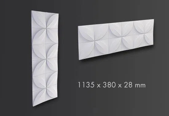 FLOWER 3D Polyurethane Wall Art Panel on grey background DecorMania.eu