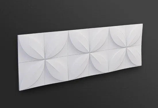 FLOWER 3D Polyurethane Wall Art Panel on grey background DecorMania.eu