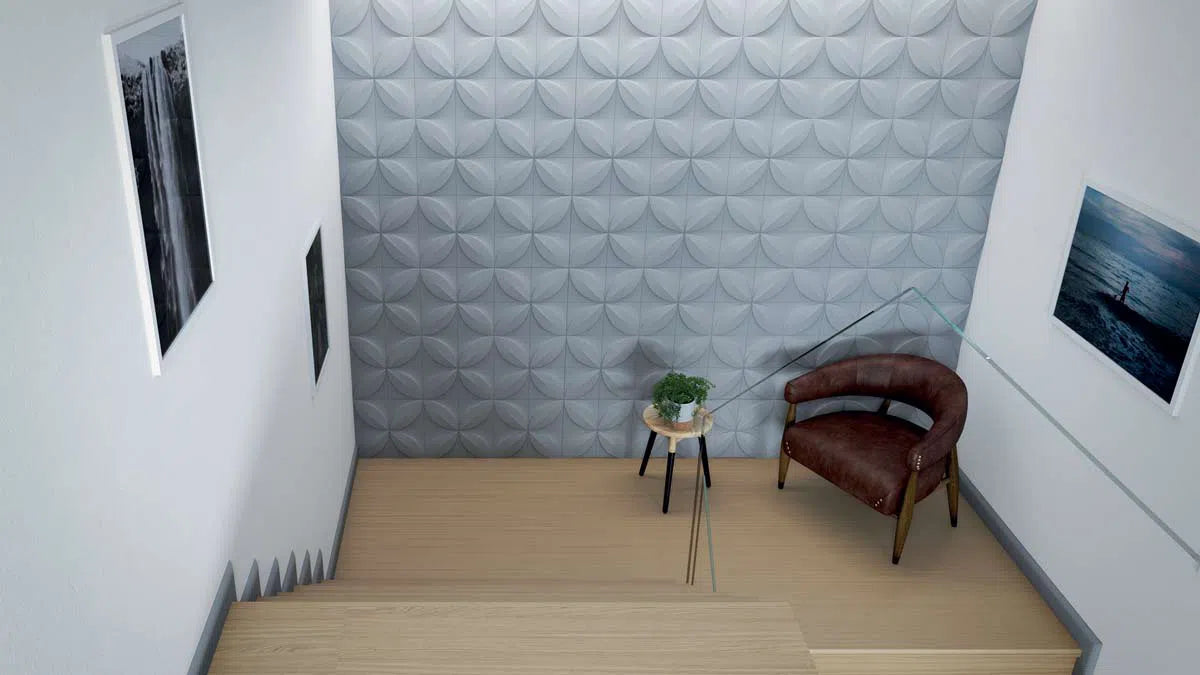 FLOWER 3D Polyurethane Wall Art Panel staircase accent wall DecorMania.eu