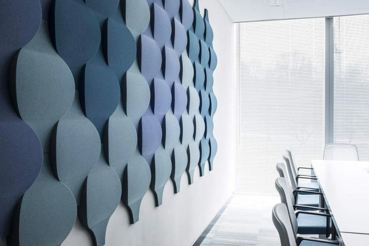 FLOW Acoustic Soft 3D Wall Panel blue composition closeup Decormania.eu