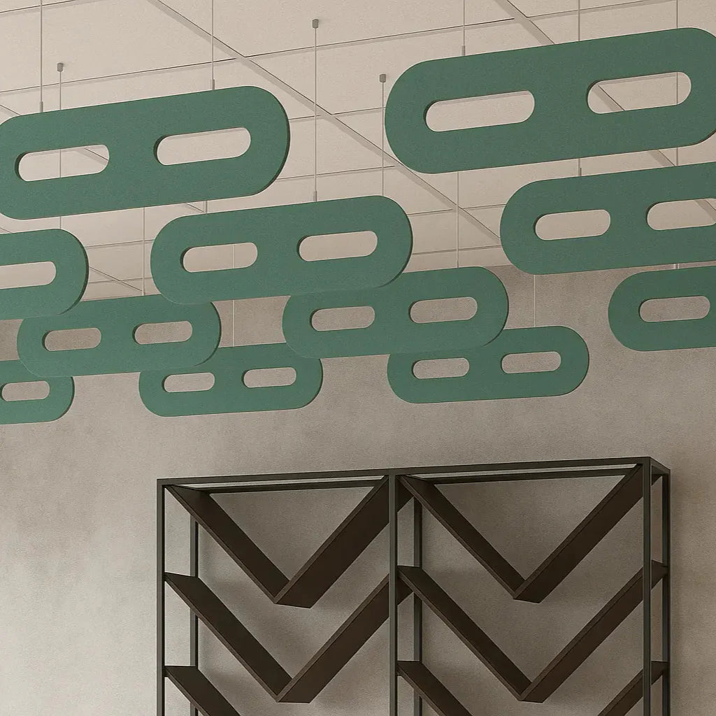 Felt Ceiling Acoustic Baffles - OVAL in modern interior DecorMania EU