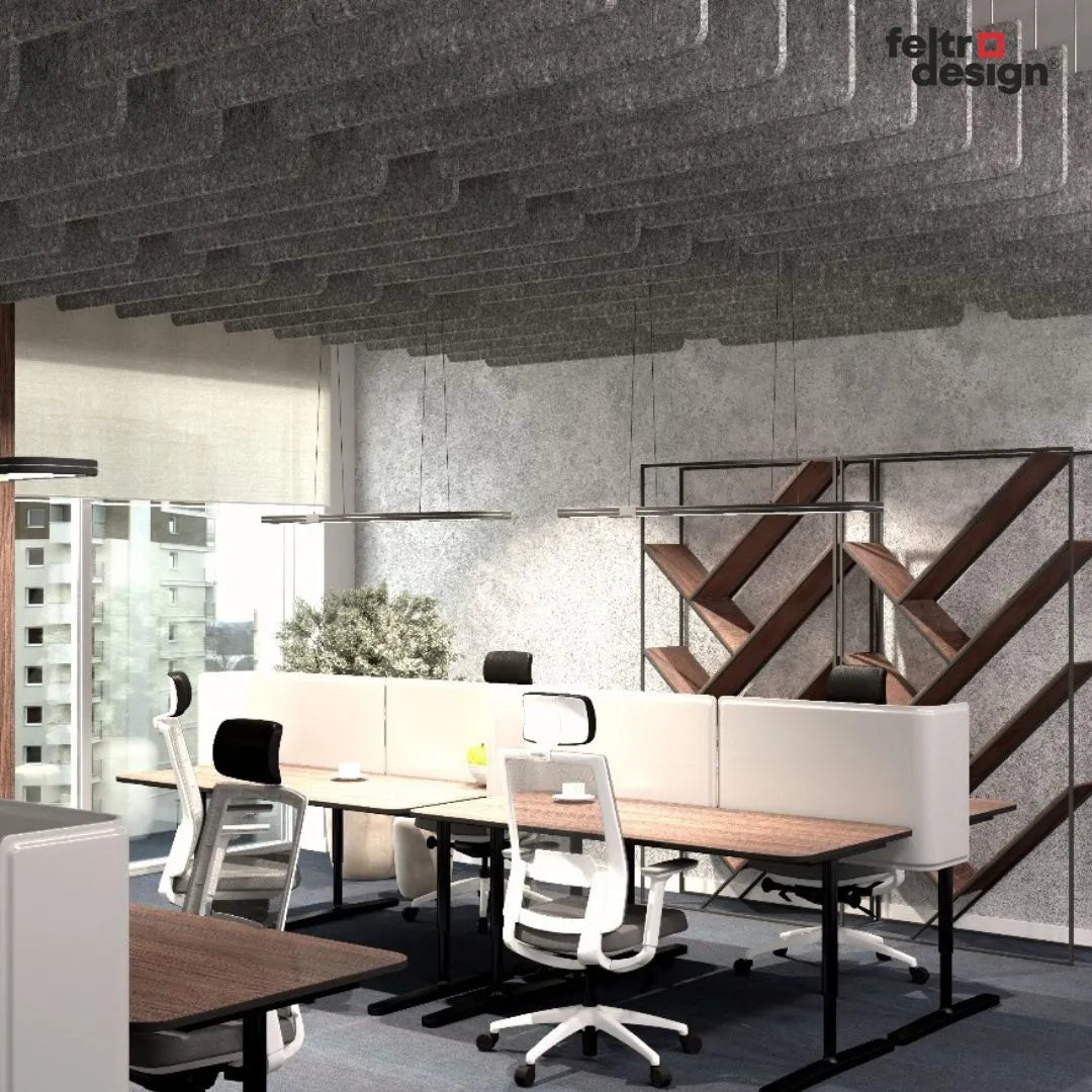 Felt Ceiling Acoustic Baffles - RECTANGLE ROUNDED in office interior Decormania EU