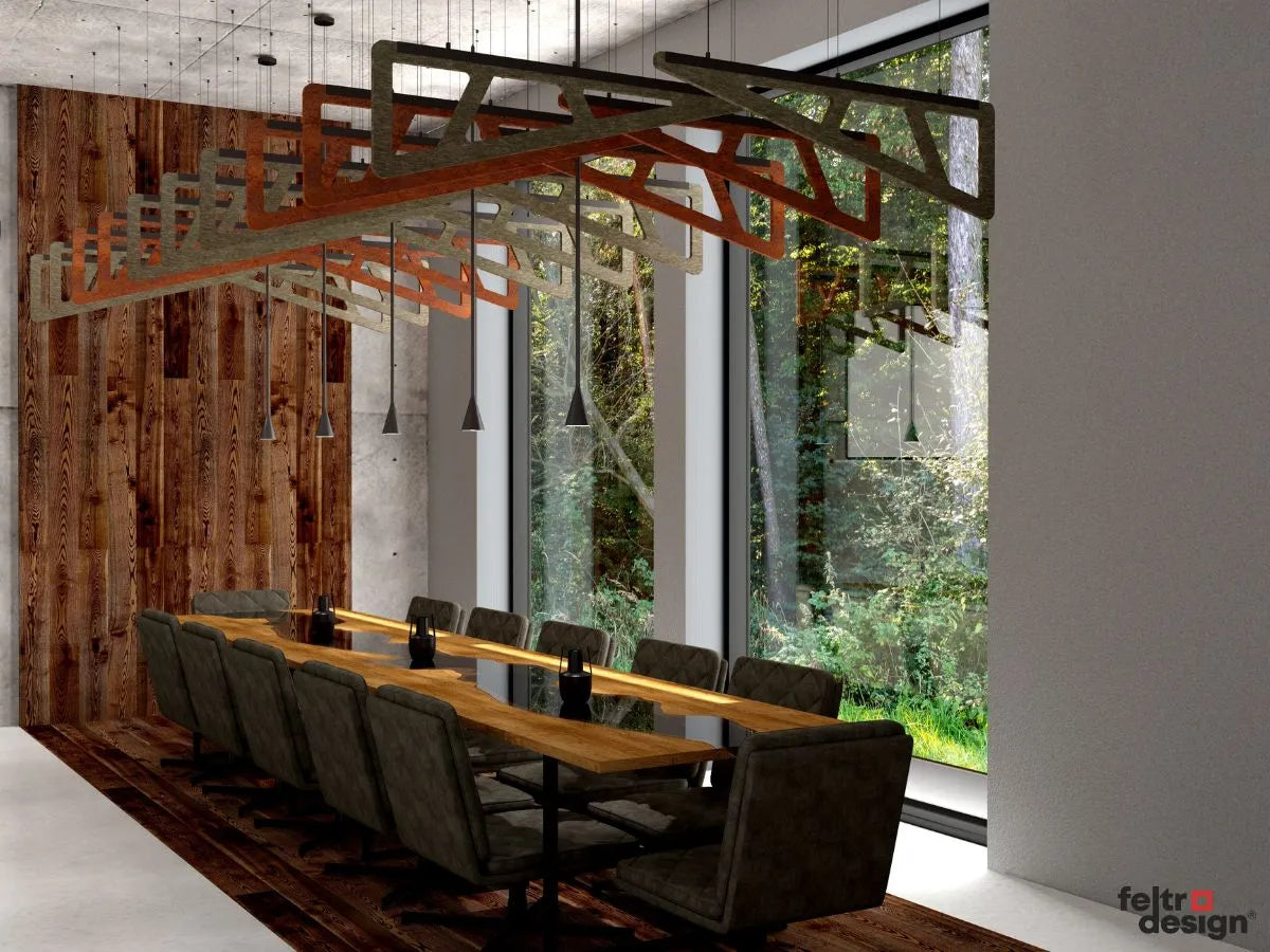 Felt Ceiling Acoustic Baffles - SLANT in conference room interior Decormania EU