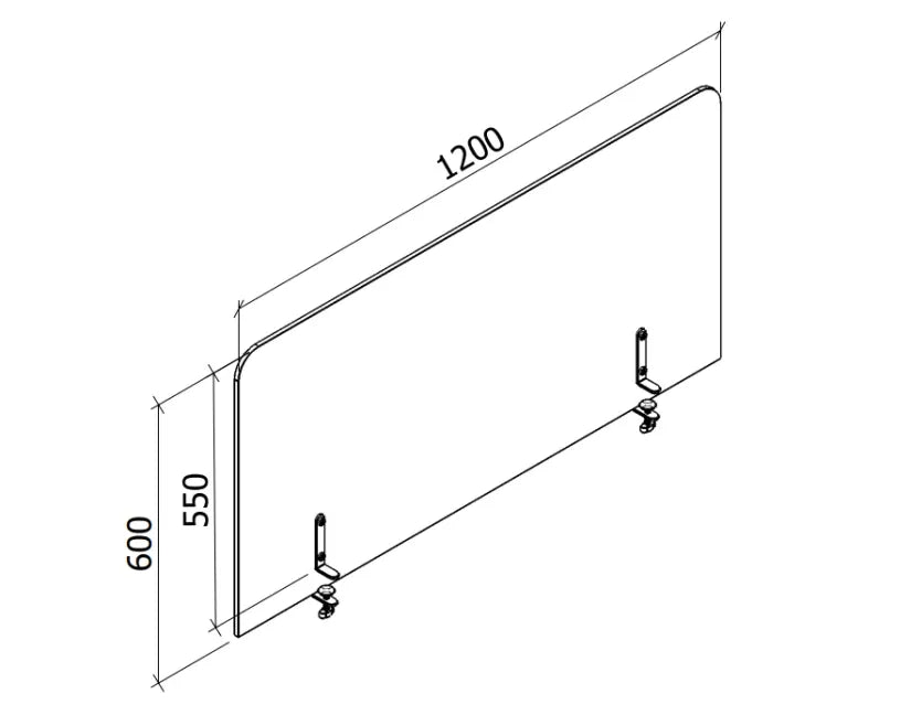 Felt Privacy Screen - Acoustic Office Partition dimensions on white background DecorMania EU