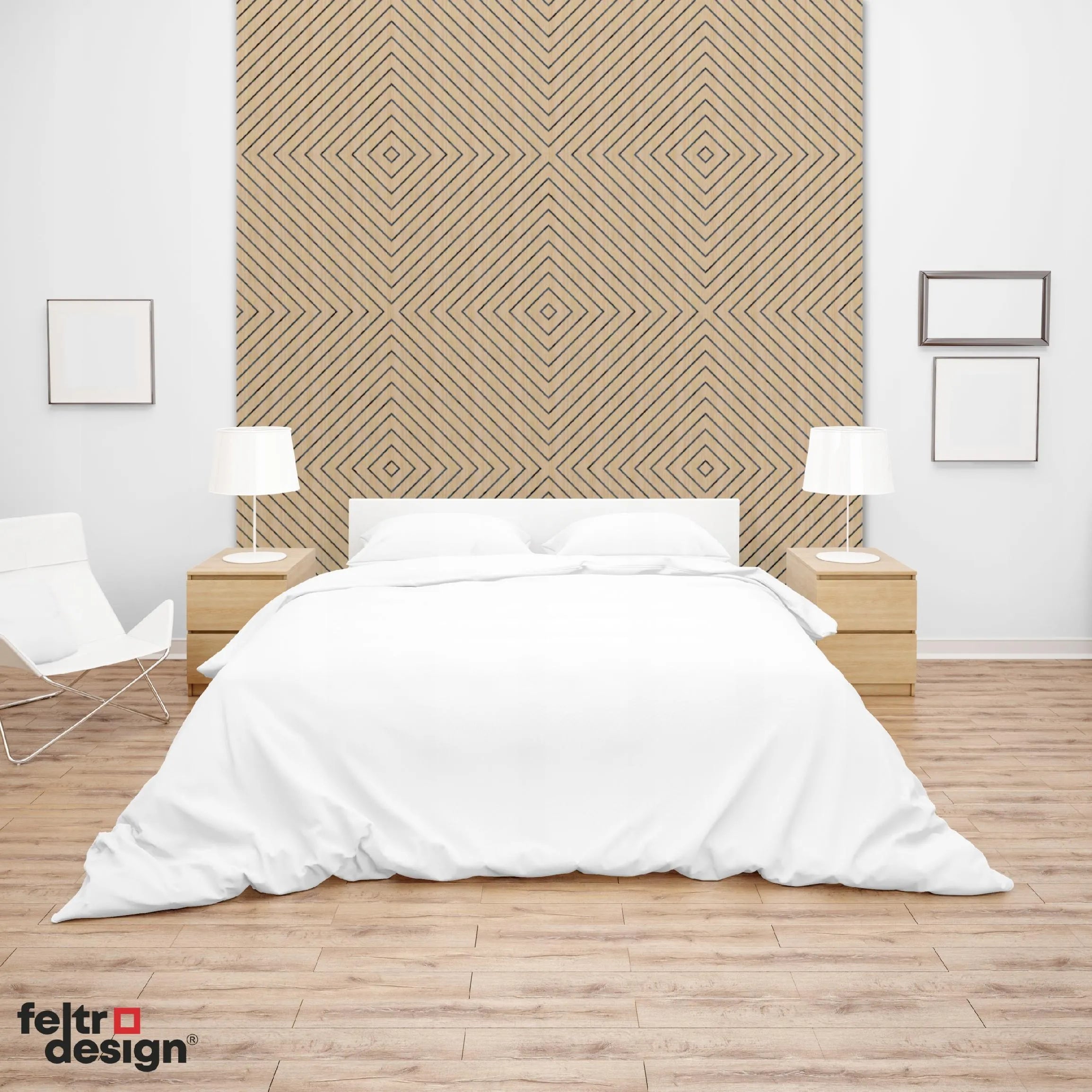 Felt Slatted Acoustic Wall Panels 1 in bedroom interior DecorMania EU