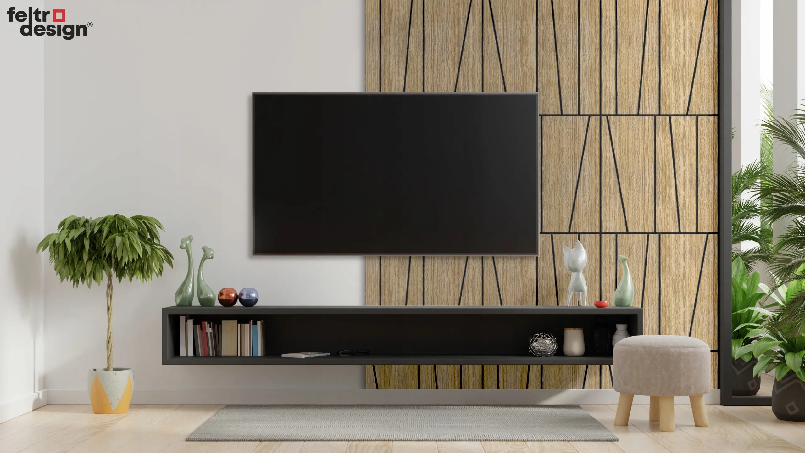 Felt Slatted Acoustic Wall Panels 3 feature wall DecorMania EU