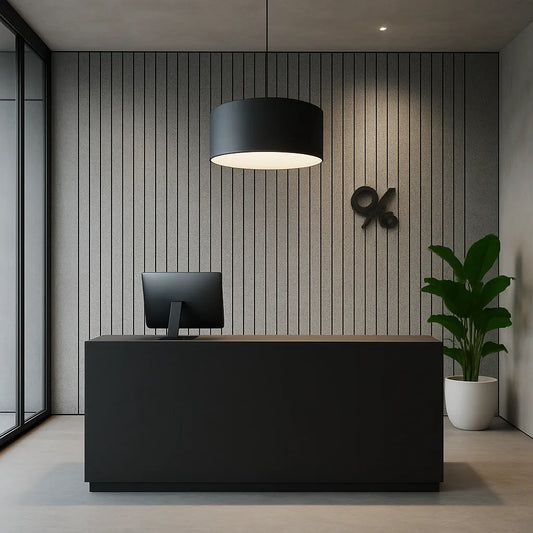 Felt Slatted Acoustic Wall Panels 5 in reception interior DecorMania EU