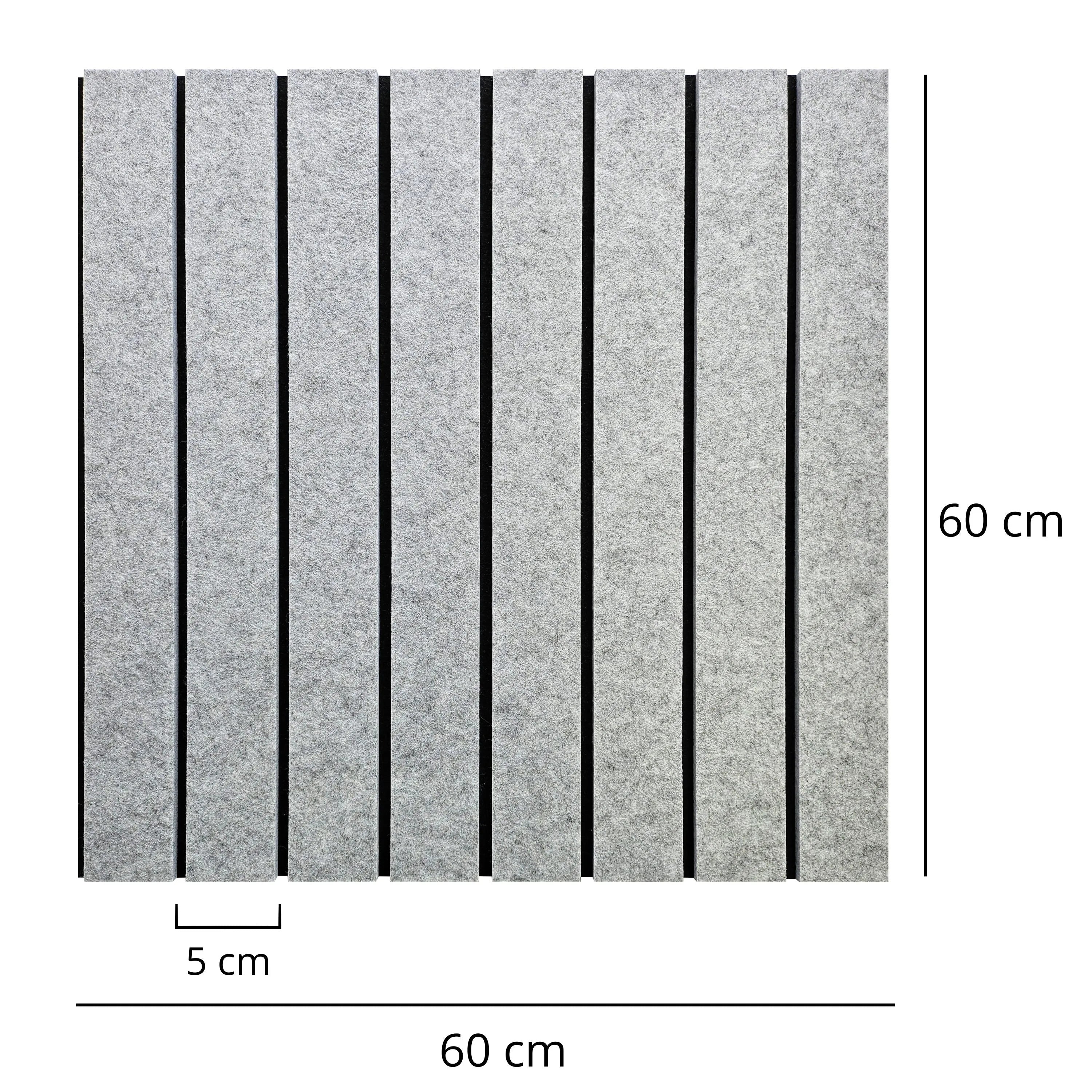 Felt Slatted Acoustic Wall Panels 5 dimensions on white background DecorMania EU