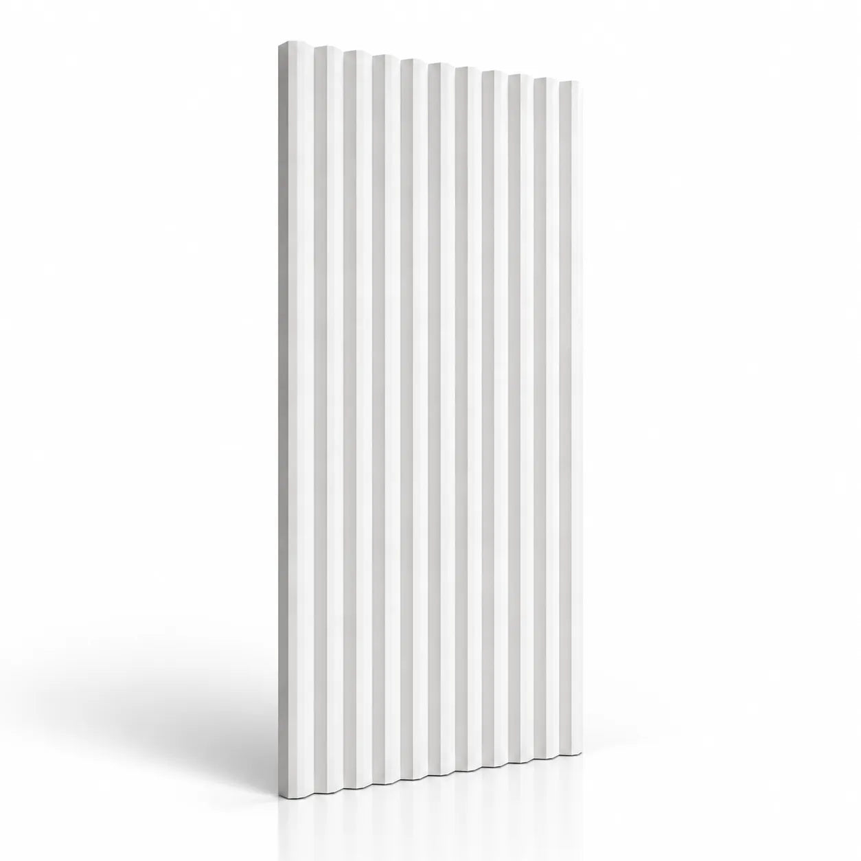 Fluted Arrow Gips-3D-Wandpaneel – Produktansicht in Weiß