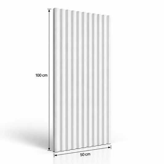 Panneau mural 3D en plâtre Fluted Arrow 100 cm x 50 cm – Schéma des dimensions
