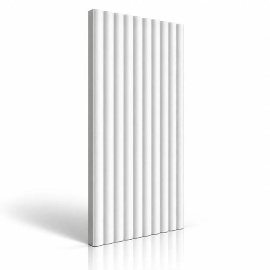 Panneau mural 3D en plâtre Fluted Bamboo 100 cm x 50 cm – Vue du produit blanc
