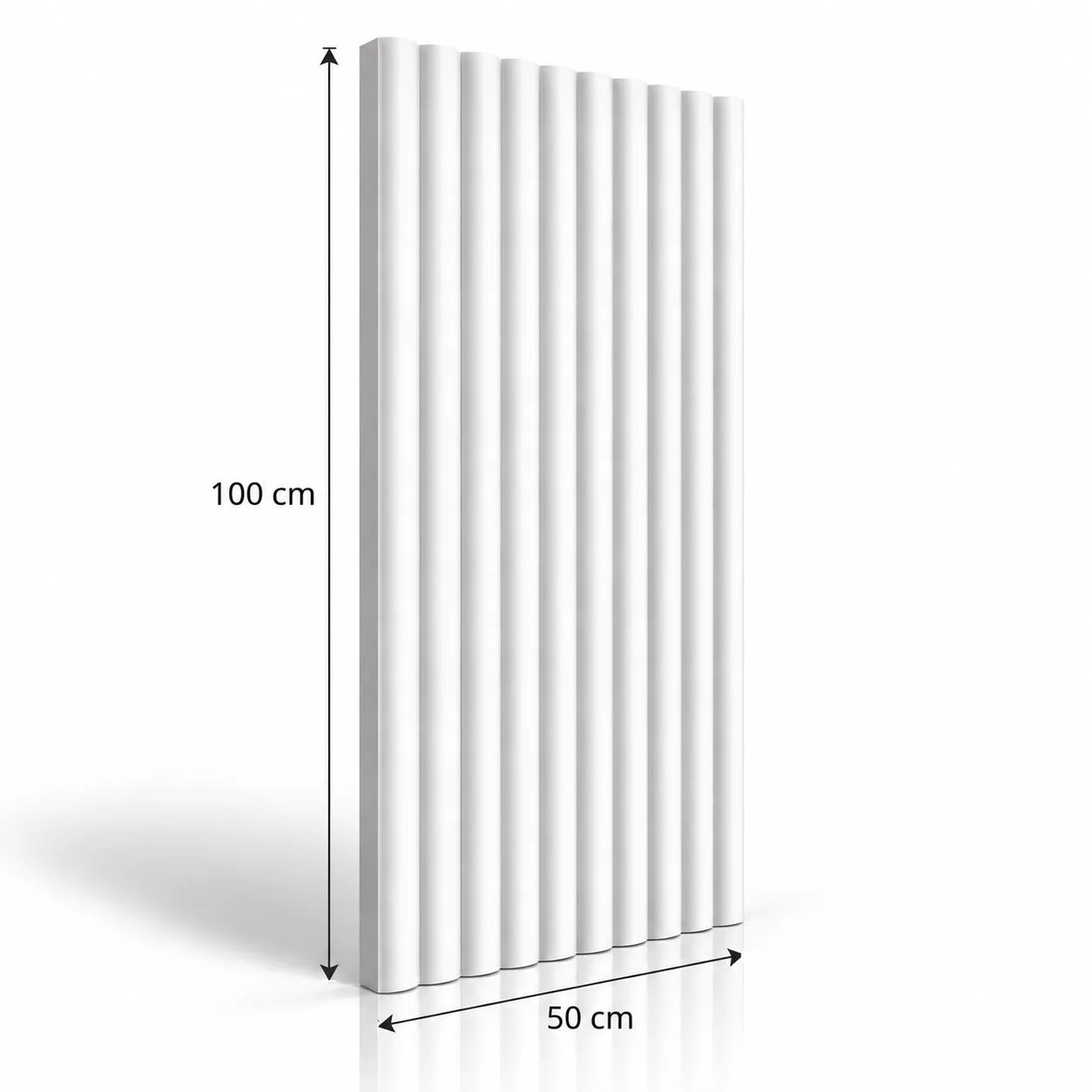 Pannello da parete 3D in gesso Fluted Bamboo 100 cm x 50 cm – Schema delle dimensioni