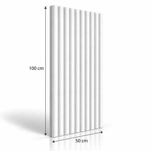 Panneau mural 3D en plâtre Fluted Bamboo 100 cm x 50 cm – Schéma des dimensions