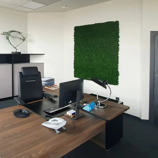 Frameless Flat Moss Wall Panels Square  in office interior DecorMania.eu