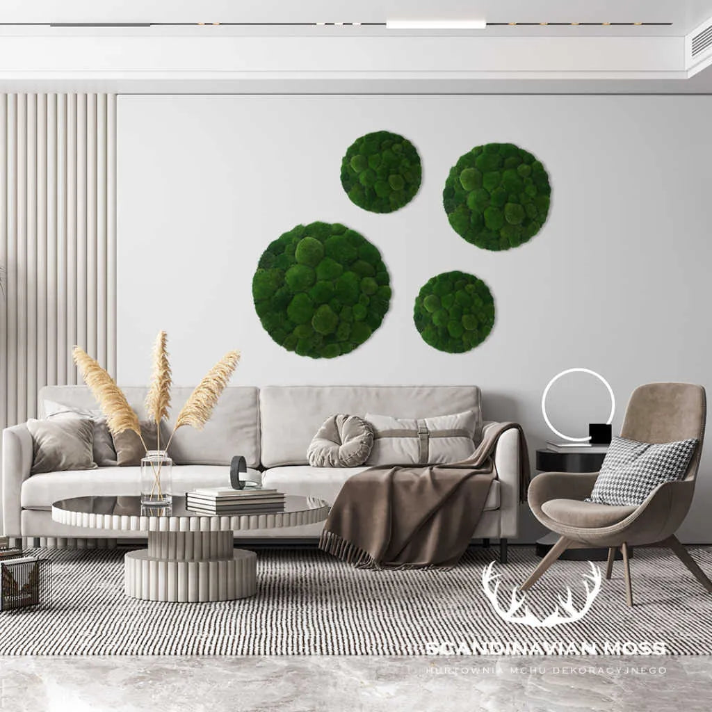 Frameless Pillow Moss Wall Panels Round in cozy interior DecorMania.eu