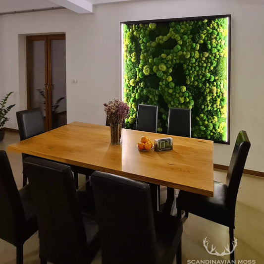 Frameless Pillow Moss Wall Panels Square decor piece on dining room interior DecorMania.eu