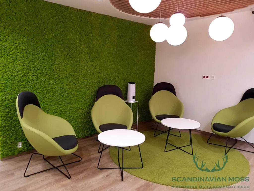 Frameless Reindeer Moss Wall Panels Square in modern interior DecorMania.eu