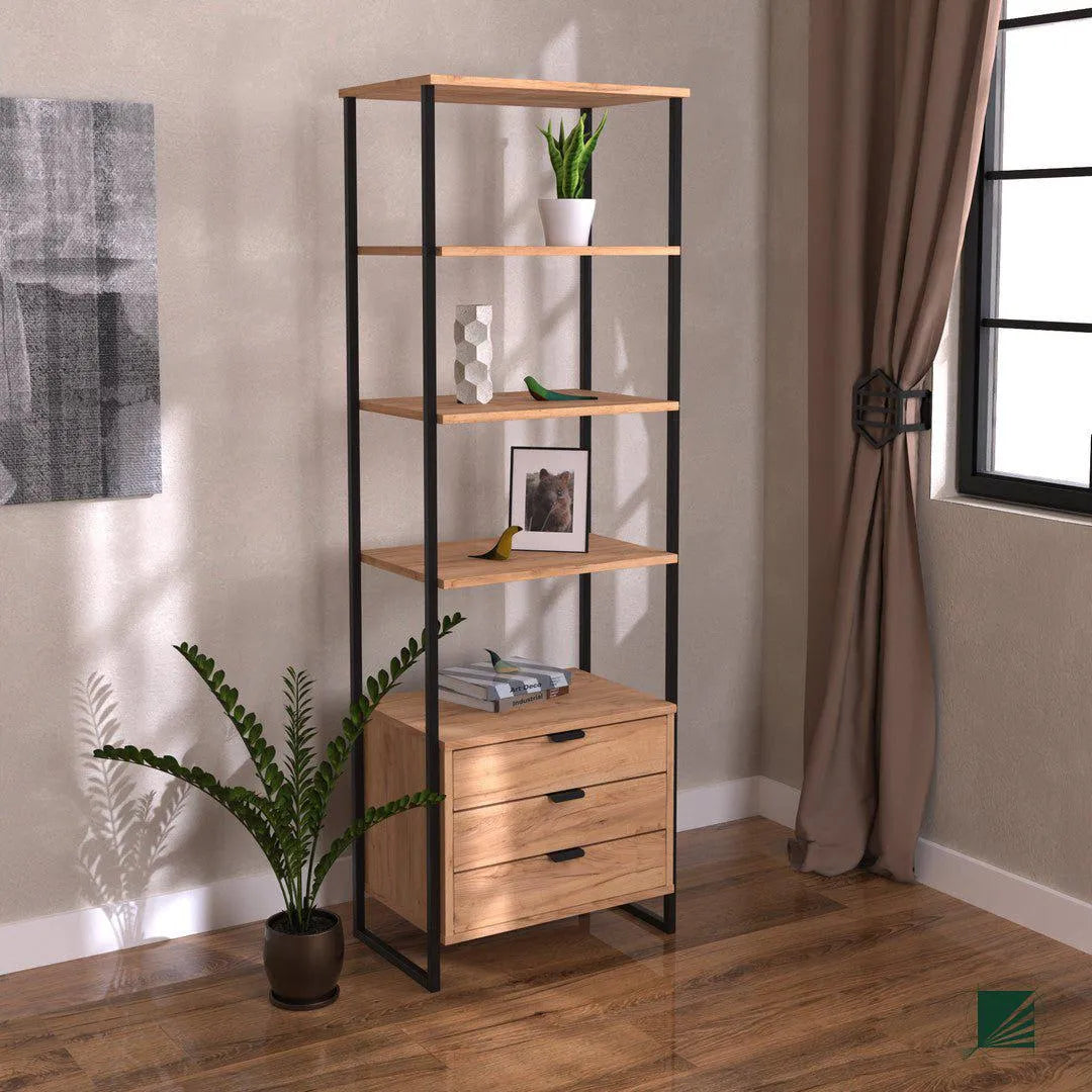 Bookstand LOFT Oak Black in cozy interior DecorMania.eu