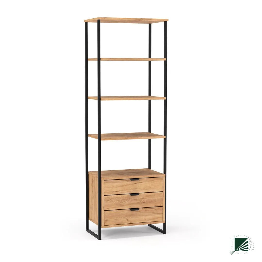Bookstand LOFT Oak Black on white background DecorMania.eu