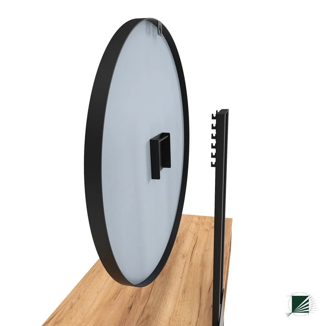 Dressing Table with mirror LOFT Oak Black on white background DecorMania.eu