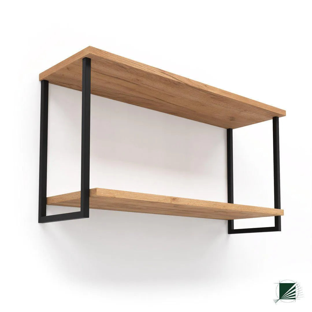 Shelf LOFT Oak Black on white background DecorMania.eu