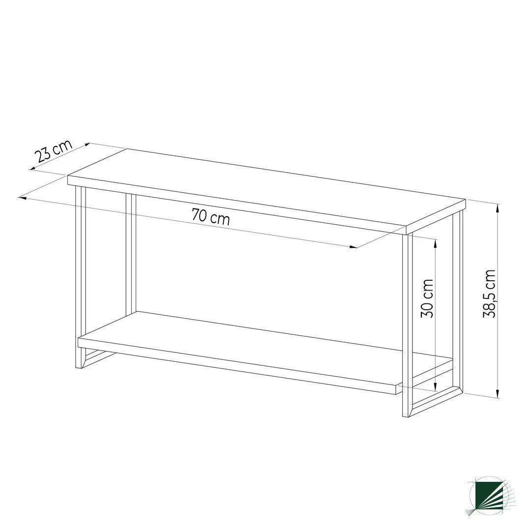 Shelf LOFT Oak Black dimensions on white background DecorMania.eu