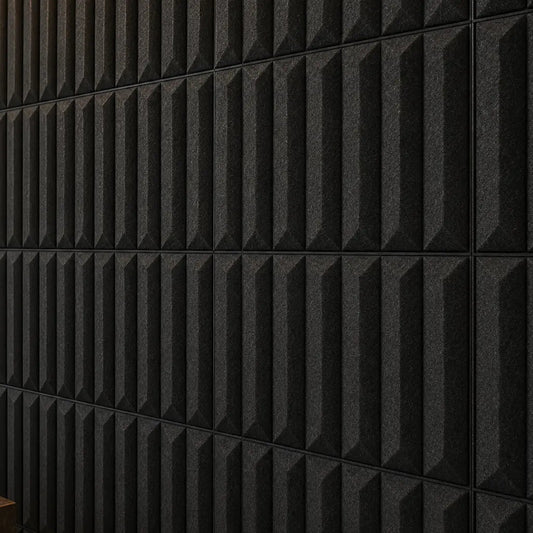 Black grove 3d panels in hotel recepction close up view