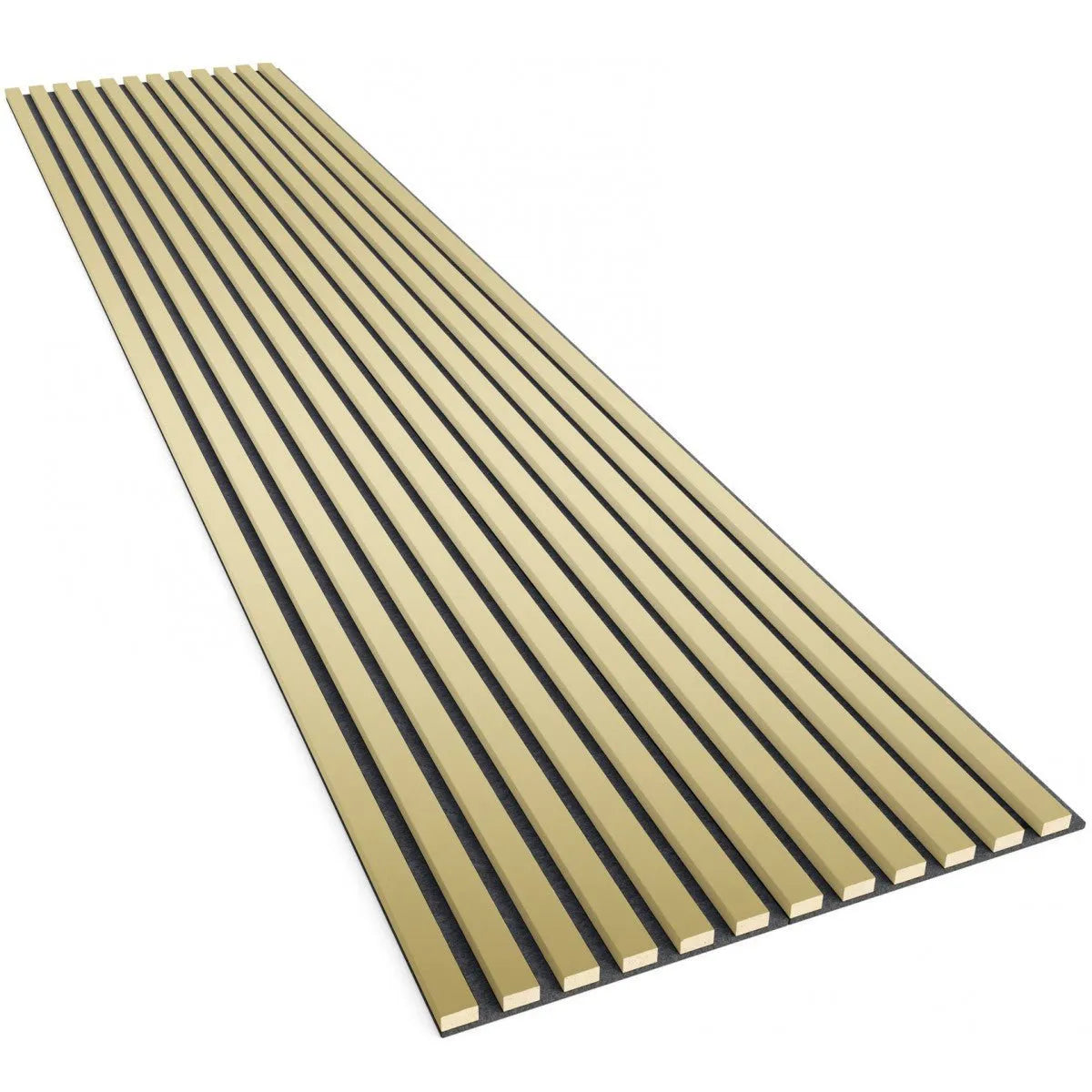 Acoustic Slatted Wall Panels Golden on white background DecorMania.eu