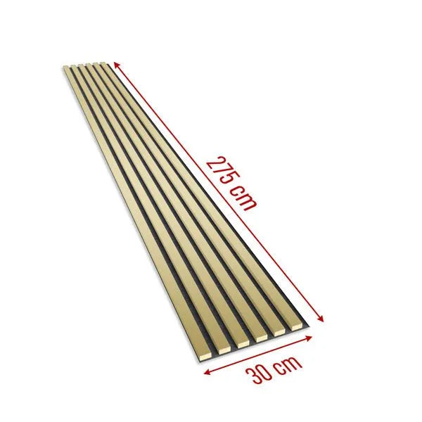 Acoustic Slatted Wall Panels Golden on white background DecorMania.eu