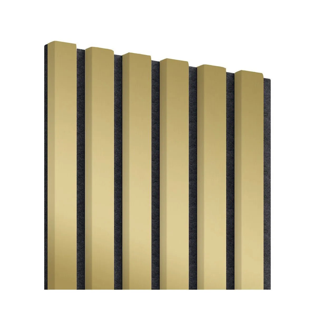 Acoustic Slatted Wall Panels Golden on white background DecorMania.eu