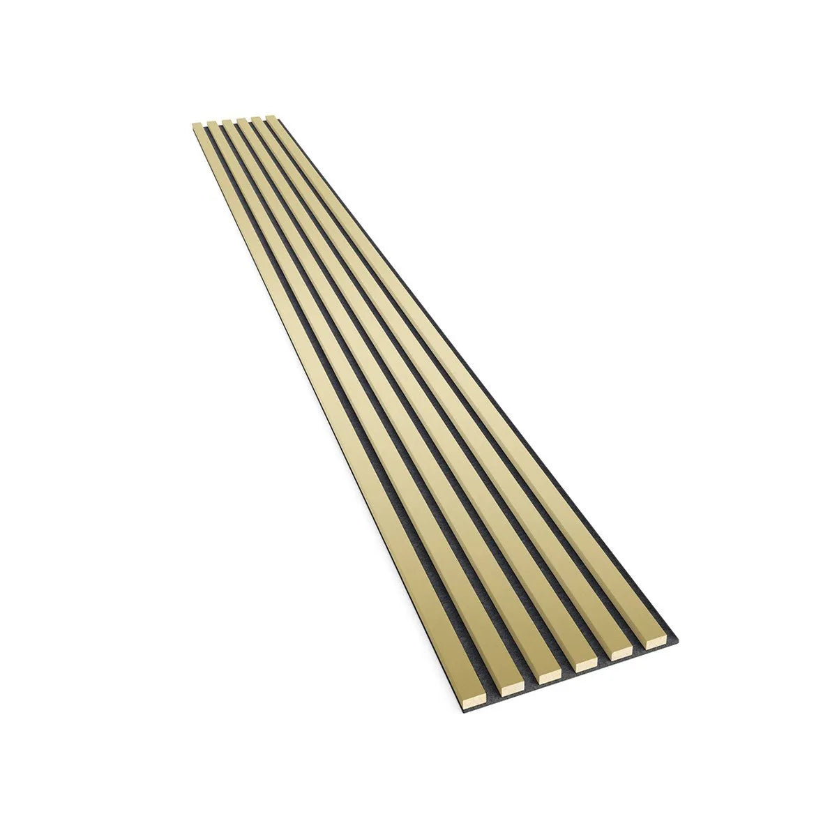 Acoustic Slatted Wall Panels Golden on white background DecorMania.eu
