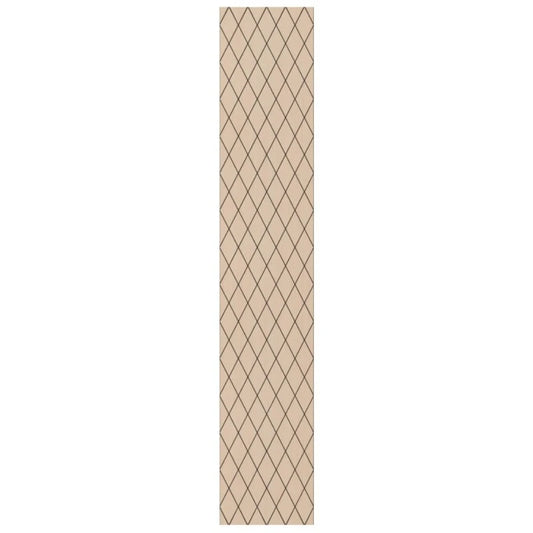 Front view of a tall oak-effect acoustic MDF wall panel with evenly spaced diamond-shaped milled grooves