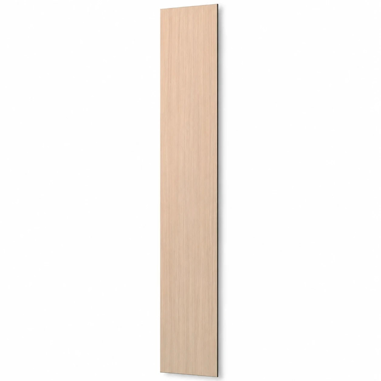 Tall light oak veneered MDF wall panel displayed vertically with a subtle shadow on a white background