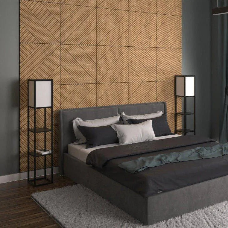 GrooveCraft Milled Acoustic Wall Panels MDF bedroom interior closeup on white background 1 Decormania.eu