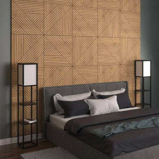 GrooveCraft Milled Acoustic Wall Panels MDF in bedroom interior 3 Decormania.eu