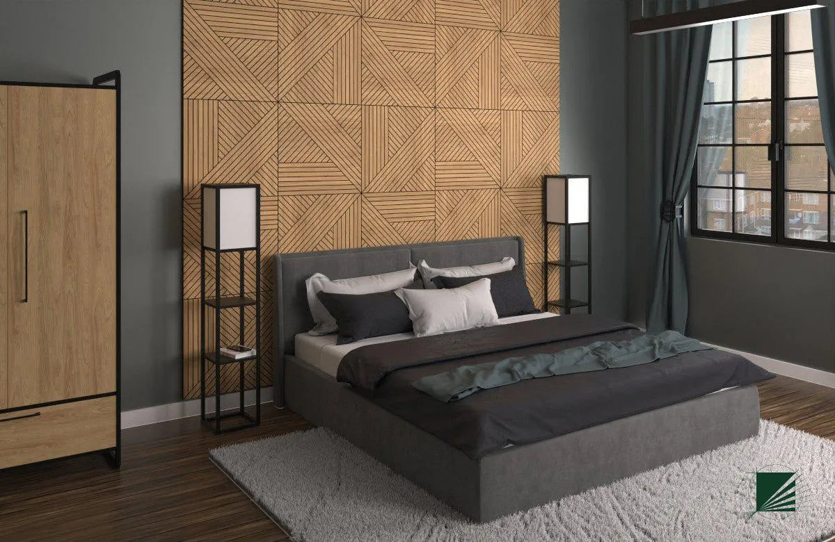 GrooveCraft Milled Acoustic Wall Panels MDF in bedroom interior 3 Decormania.eu