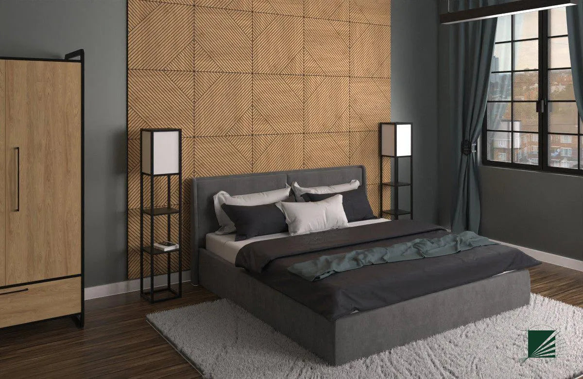 GrooveCraft Milled Acoustic Wall Panels MDF in bedroom interior 5 Decormania.eu
