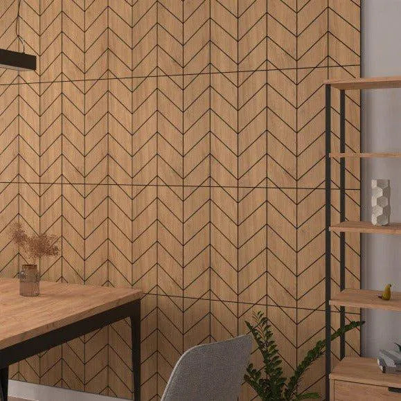 GrooveCraft Milled Acoustic Wall Panels MDF accent wall in dining room 7 Decormania.eu