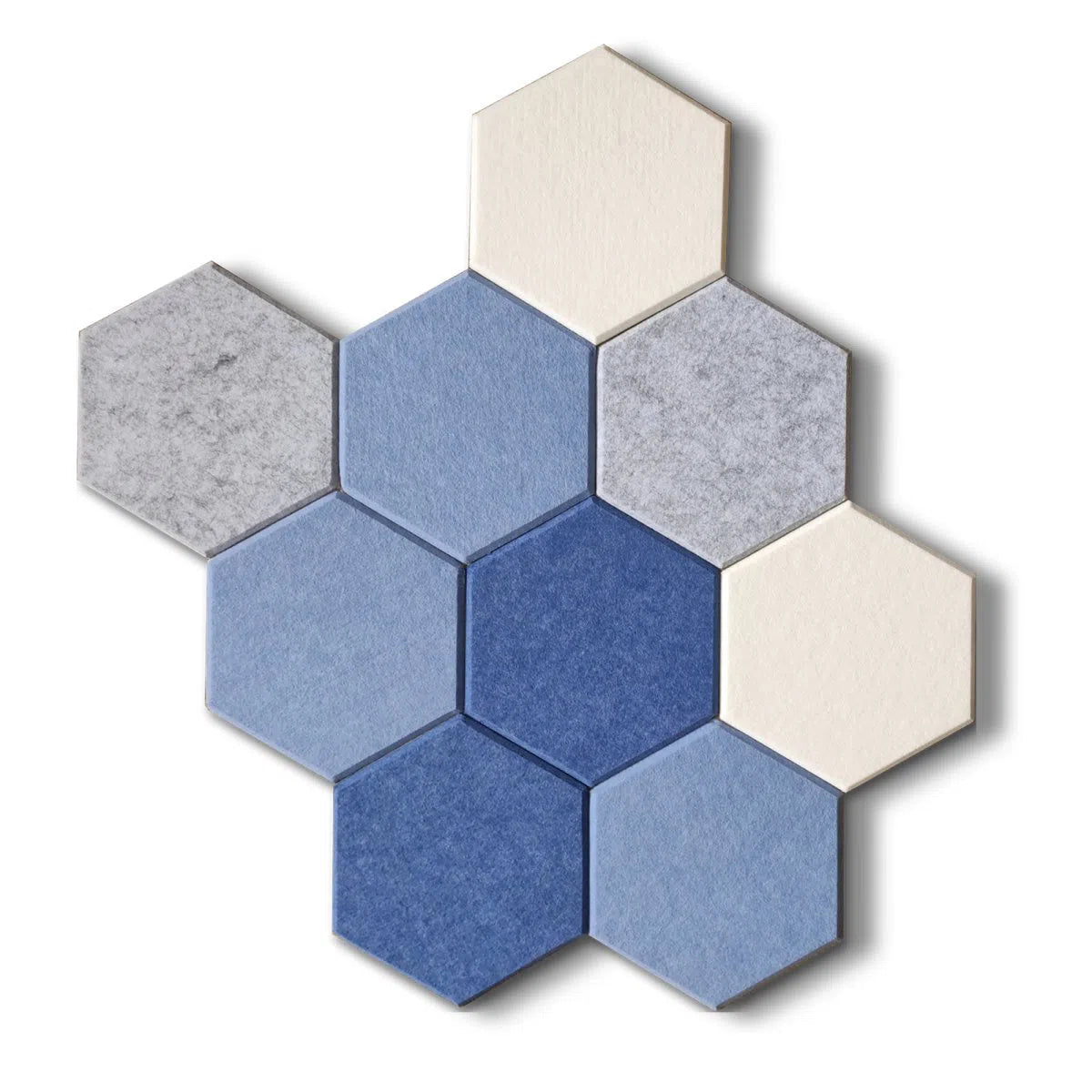 HEXA Acoustic 3D Felt PET Wall Panels multiple colours set DARK BLUE DecorMania.eu