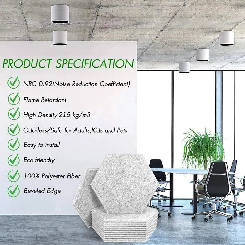 HEXA Acoustic 3D Felt PET Wall Panels DARK GREEN product specifications DecorMania.eu