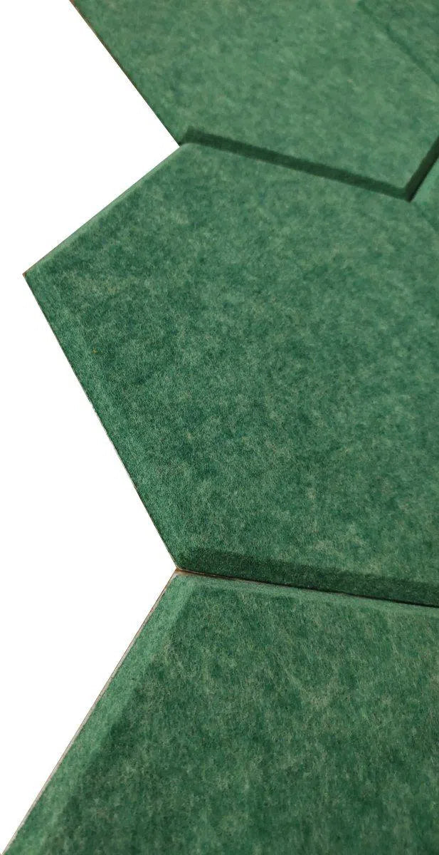 HEXA Acoustic 3D Felt PET Wall Panels detailed closeup DARK GREEN DecorMania.eu