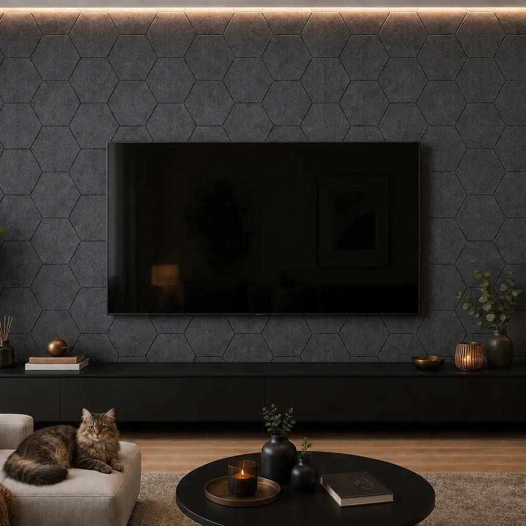 3D felt dark grey panel front view