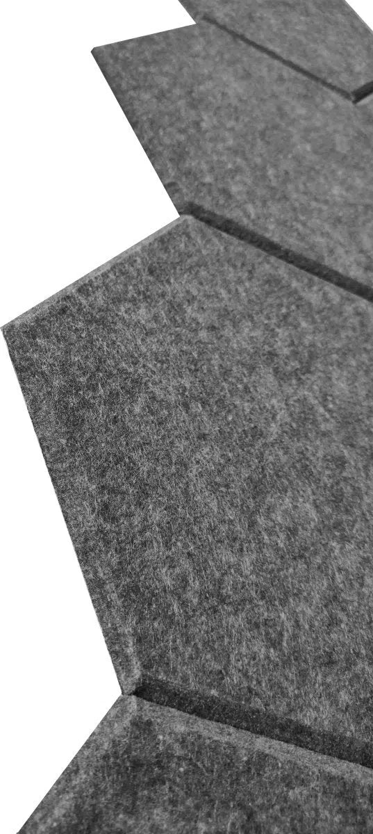 HEXA Acoustic 3D Felt PET Wall Panels edge closeup DARK GREY DecorMania.eu